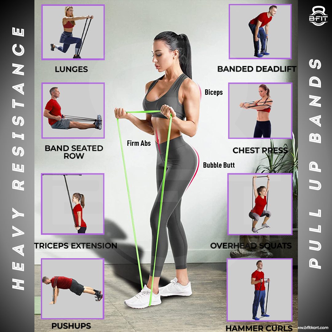 B FIT Super Heavy Pull Up Assist Bands - Heavy Duty Resistance Band Mobility Powerlifting Exercise Bands Stretching Resistance Training Purple 35-85 lbs