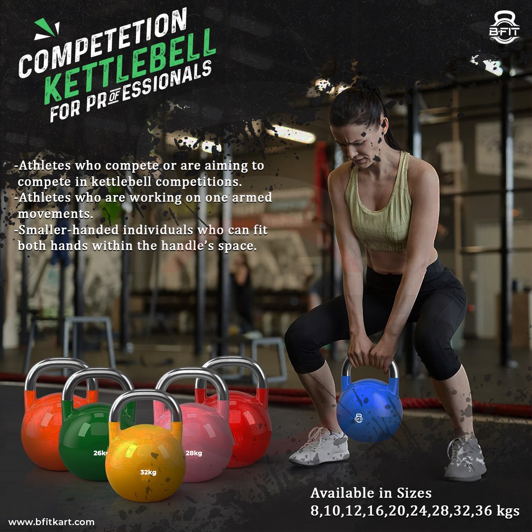 B Fit Competition Kettlebell 24 KG Professional Grade Kettlebell for Fitness Weightlifting Core Training