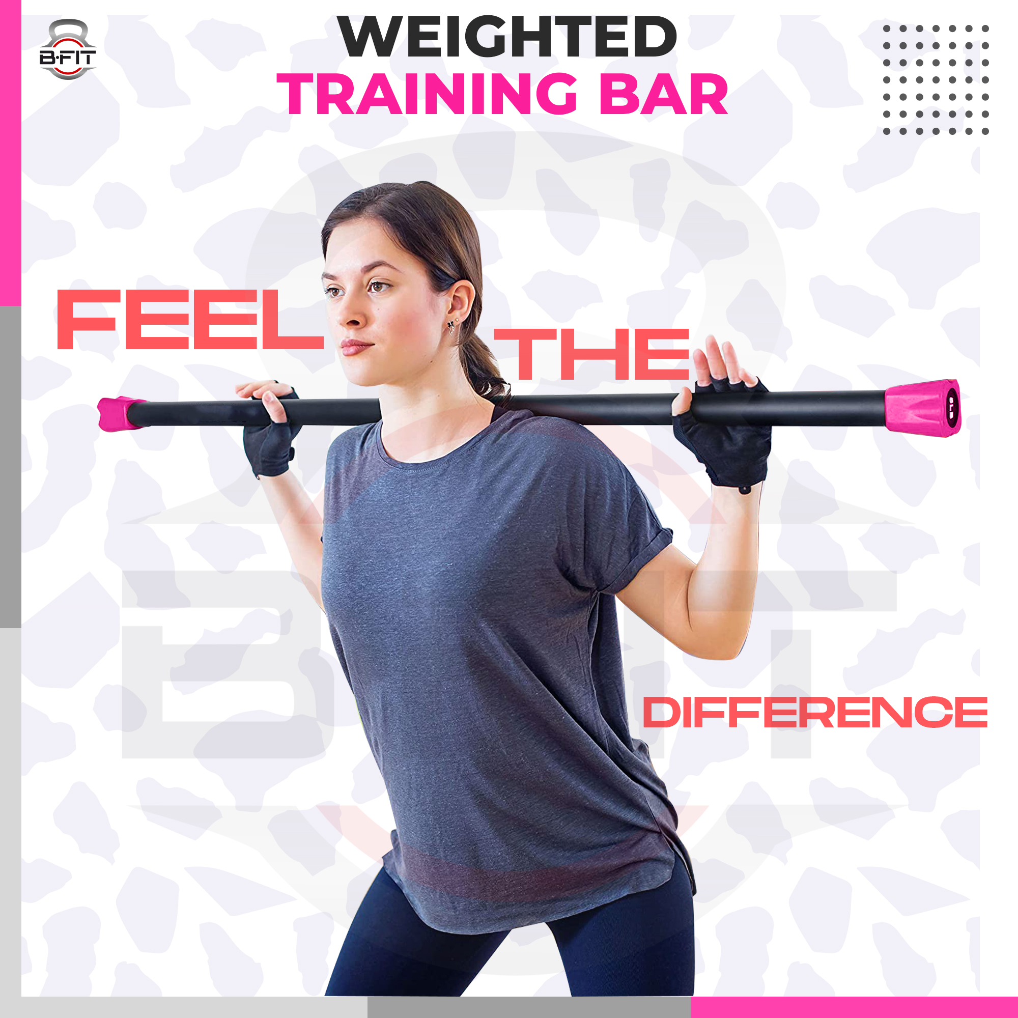 B Fit Weighted Workout Bar 6 Kg - Padded Foam 47 Heavy-Duty Solid Steel Exercise Bar for Physical Therapy Aerobics Yoga Pilates - Premium Equipment