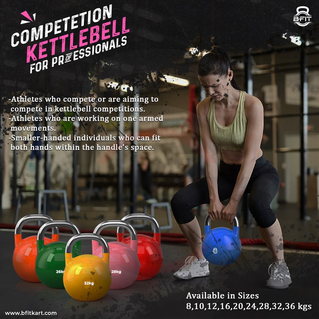 B Fit Competition Kettlebell 32 KG Professional Grade Kettlebell for Fitness Weightlifting Core Training