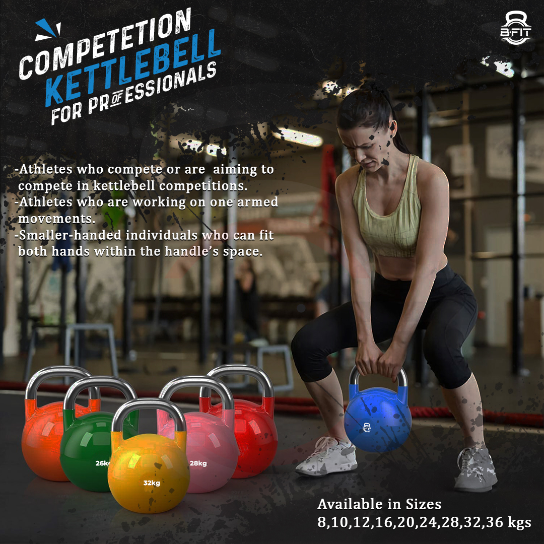 B Fit Competition Kettlebell 10 KG Professional Grade Kettlebell for Fitness Weightlifting Core Training
