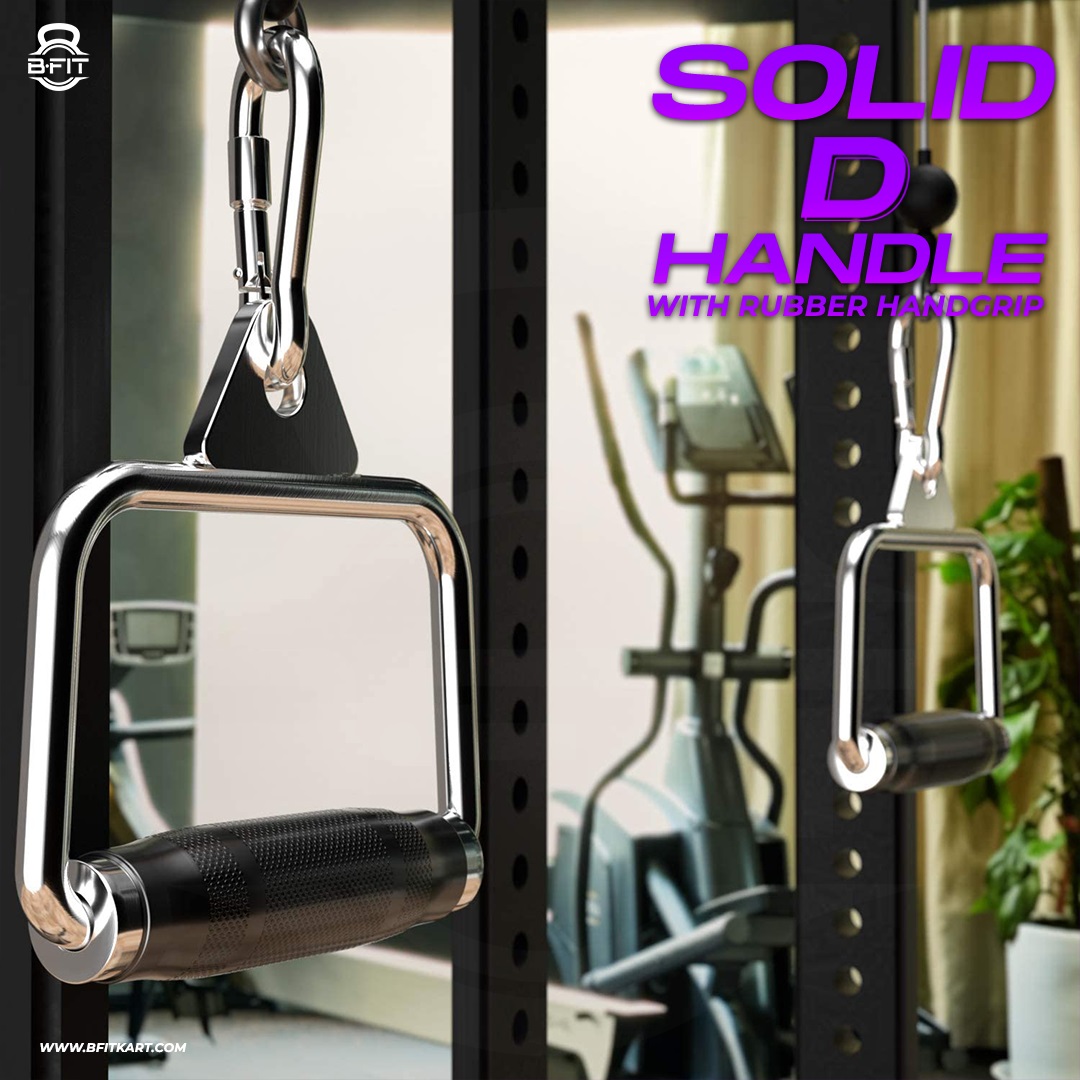 B fit Single D-Handle Single Chrome Handle Cable Attachment with Handgrips
