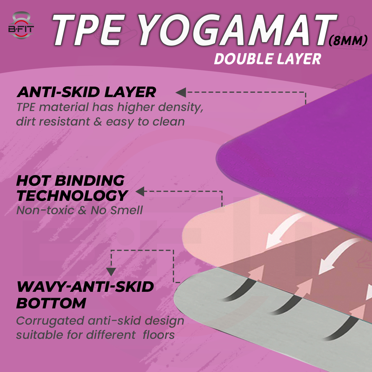 B Fit Extra Wide 31x72 Inch 8 MM Thick Premium TPE Yoga Mat with Alignment Printed Green-Black Color - Classic Pro Yoga Mat Eco Friendly Non Slip Fitness Exercise Mat with Smart Carry Bag-Workout Mat for Yoga Pilates and Floor Exercises