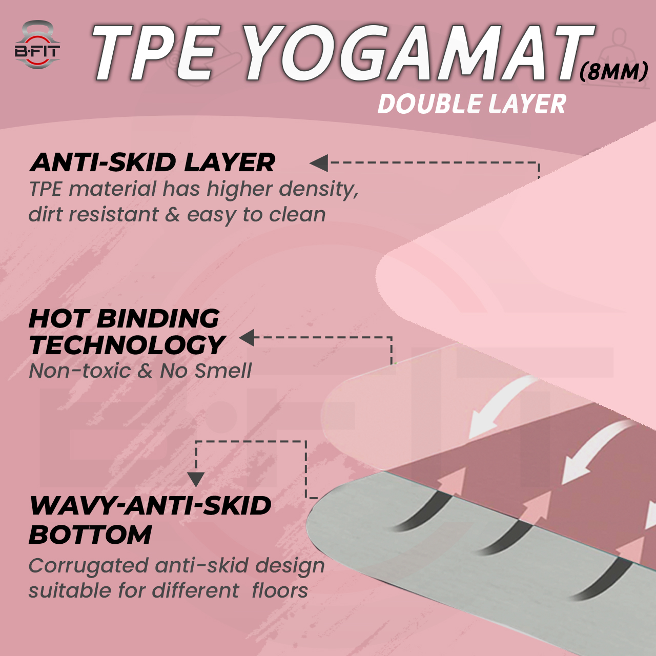 B Fit Extra Wide 31x72 Inch 8 MM Thick Premium TPE Yoga Mat with Alignment Printed Green-Black Color - Classic Pro Yoga Mat Eco Friendly Non Slip Fitness Exercise Mat with Smart Carry Bag-Workout Mat for Yoga Pilates and Floor Exercises