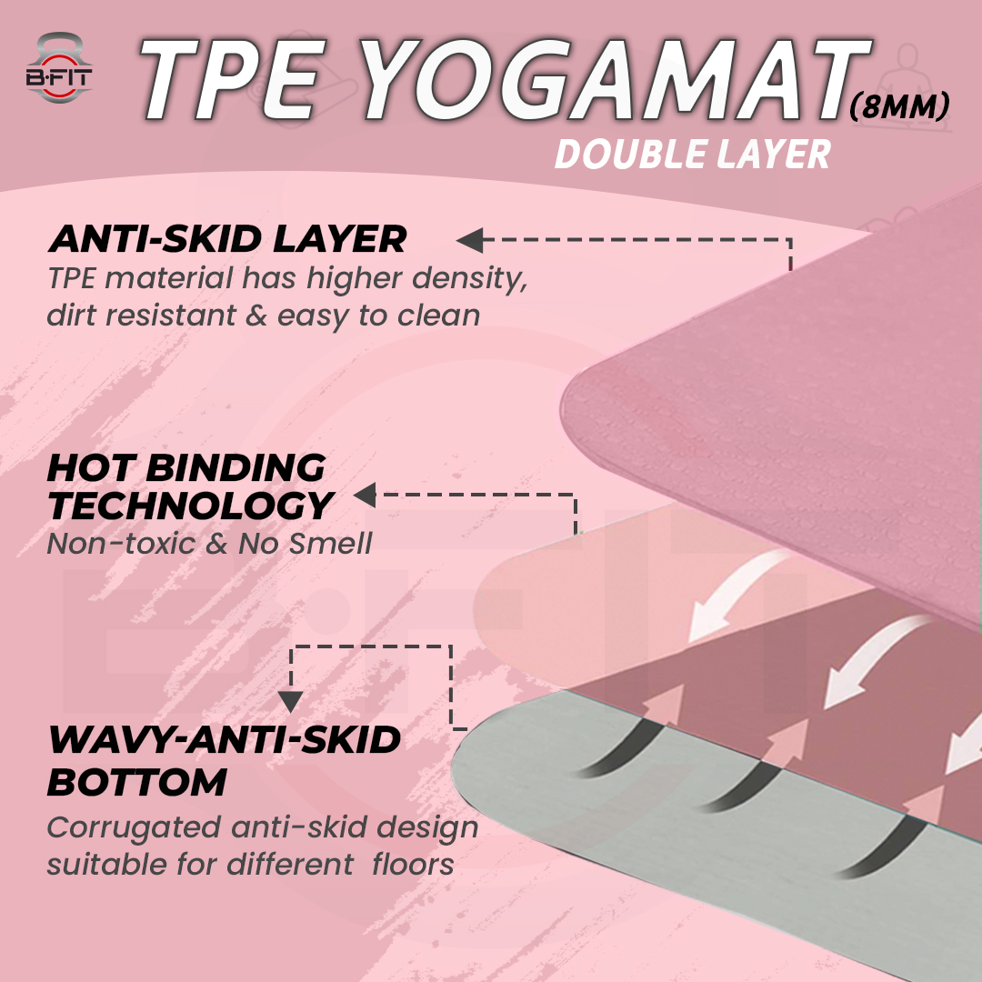 B Fit Extra Wide 31x72 Inch 8 MM Thick Premium TPE Yoga Mat with Alignment Printed Green-Black Color - Classic Pro Yoga Mat Eco Friendly Non Slip Fitness Exercise Mat with Smart Carry Bag-Workout Mat for Yoga Pilates and Floor Exercises