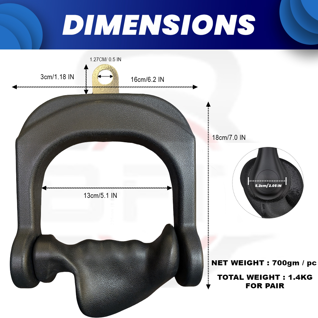 B Fit Ergonomic Non-Slip D Handle Cable AttachmentPair Cable Machine Handles for LAT Pulldown Gym Handles for Cables