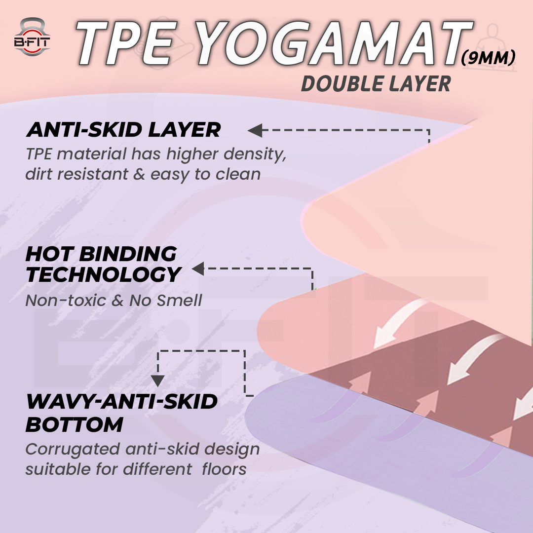 B Fit  Extra Wide 36x72 Inch 9 MM Thick Premium TPE Yoga Mat with Alignment Printed Green-Black  Color   - Classic Pro Yoga Mat Eco Friendly Non Slip Fitness Exercise Mat with Smart Carry Bag-Workout Mat for Yoga Pilates and Floor Exercises