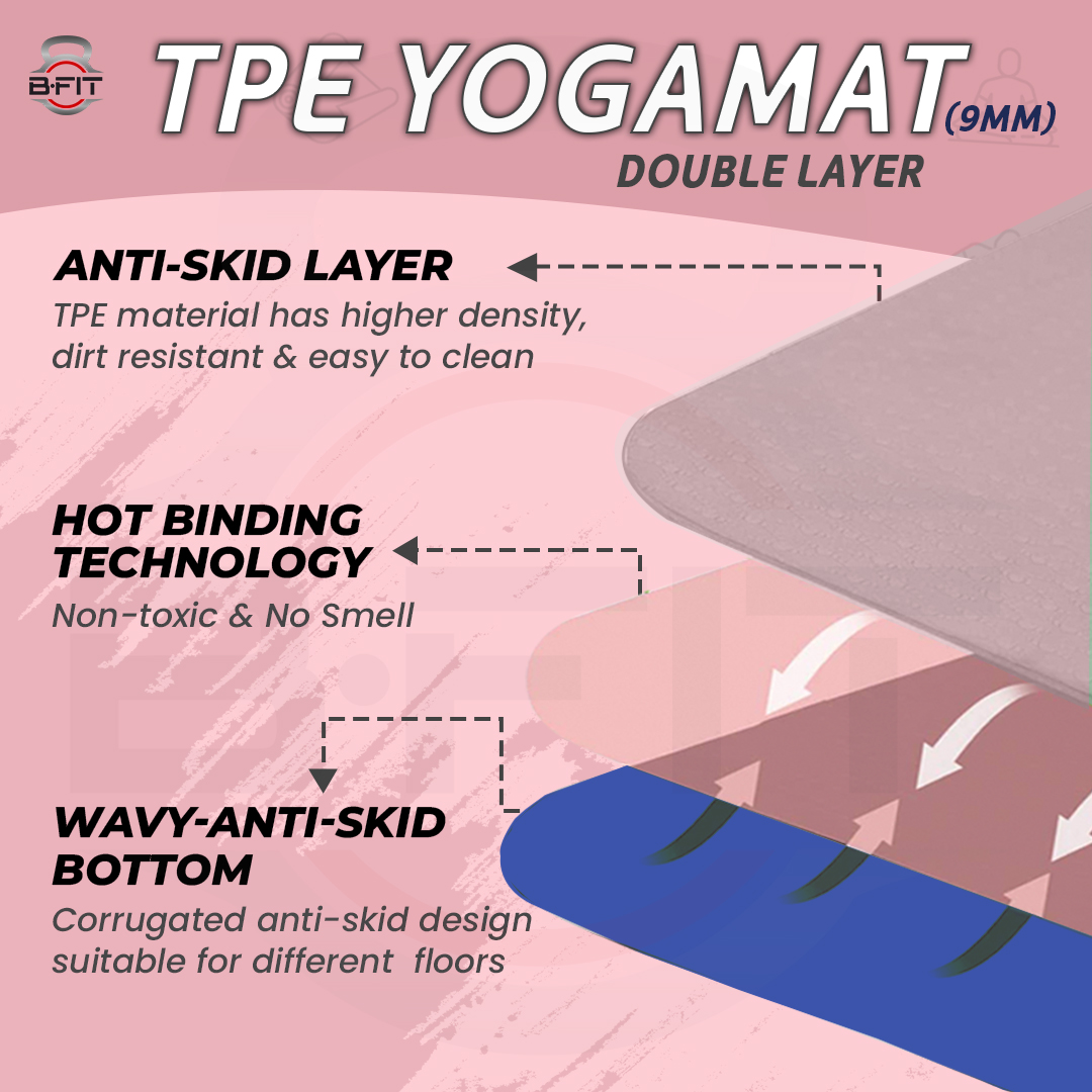 B Fit Extra Wide 36x72 Inch 9 MM Thick Premium TPE Yoga Mat with Alignment Printed Green-Black Color - Classic Pro Yoga Mat Eco Friendly Non Slip Fitness Exercise Mat with Smart Carry Bag-Workout Mat for Yoga Pilates and Floor Exercises