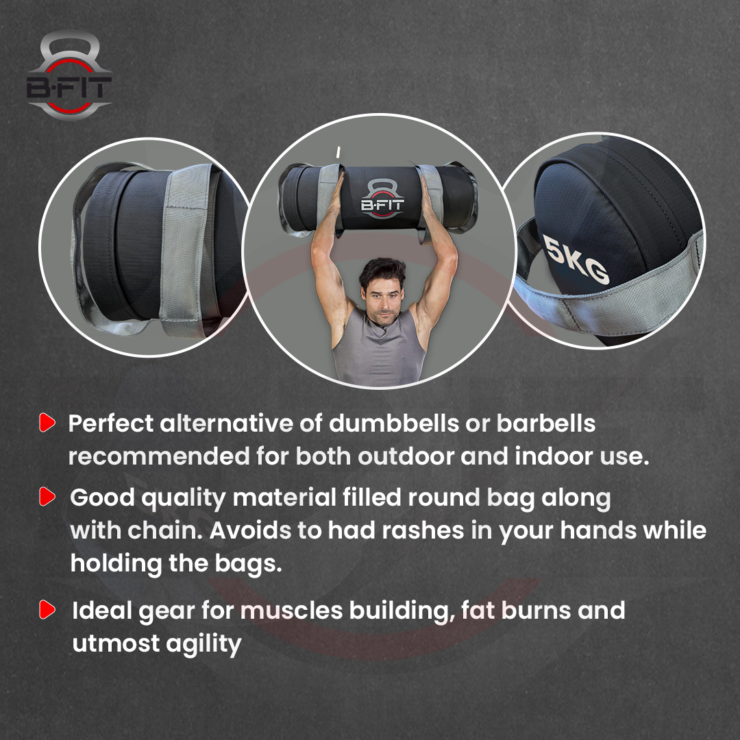 B Fit Fitness Sand Bag 25 Kg for Workout Heavy Duty Sand Bags Weights for Crossfit at Home Workouts Cross-Training Conditioning and Exercise