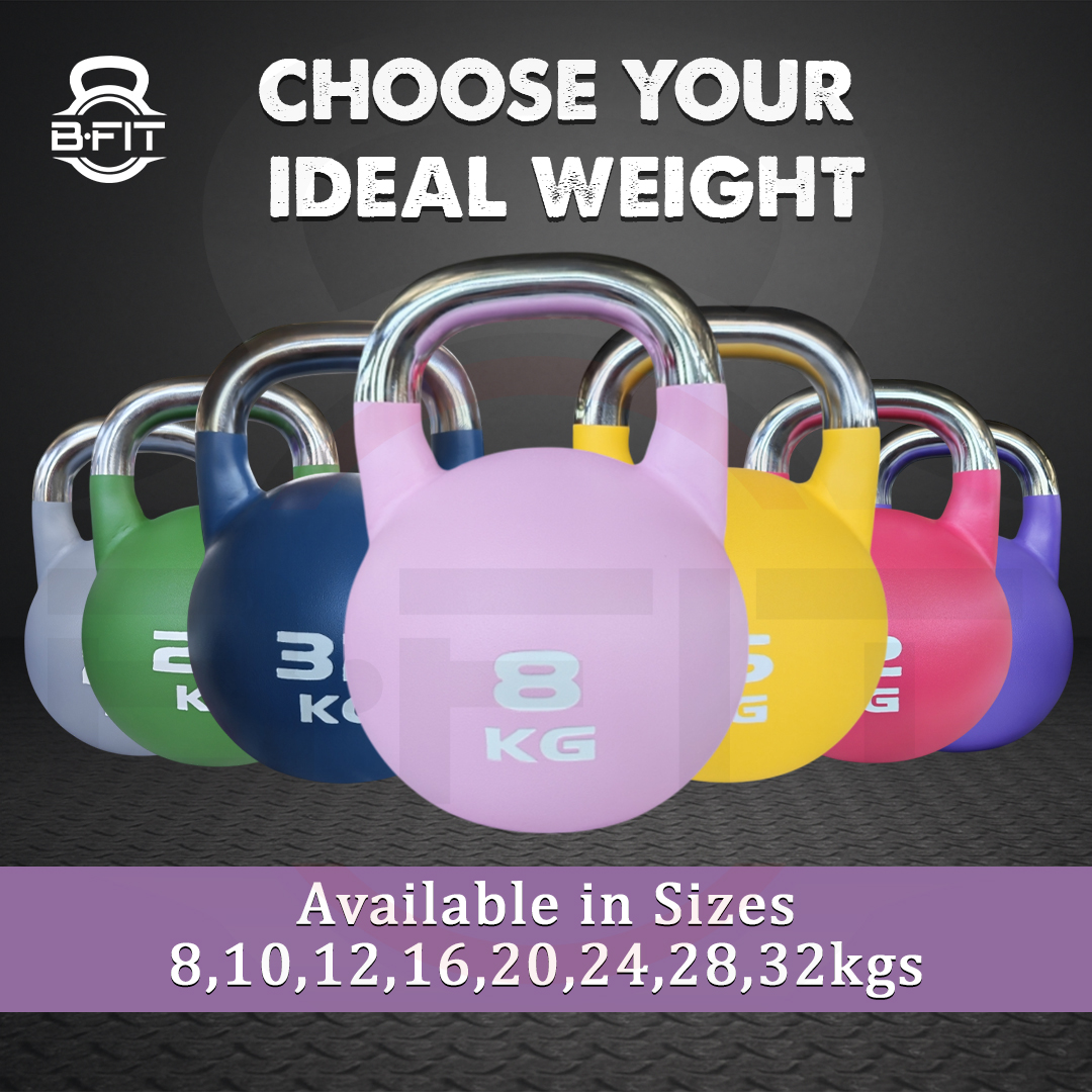 B Fit Matte Finish Competition Kettlebell 8 Kg Weight Workout Gym Equipment and Strength training sets for Women and Men for Home Gym - Suitable for Repetition Workouts