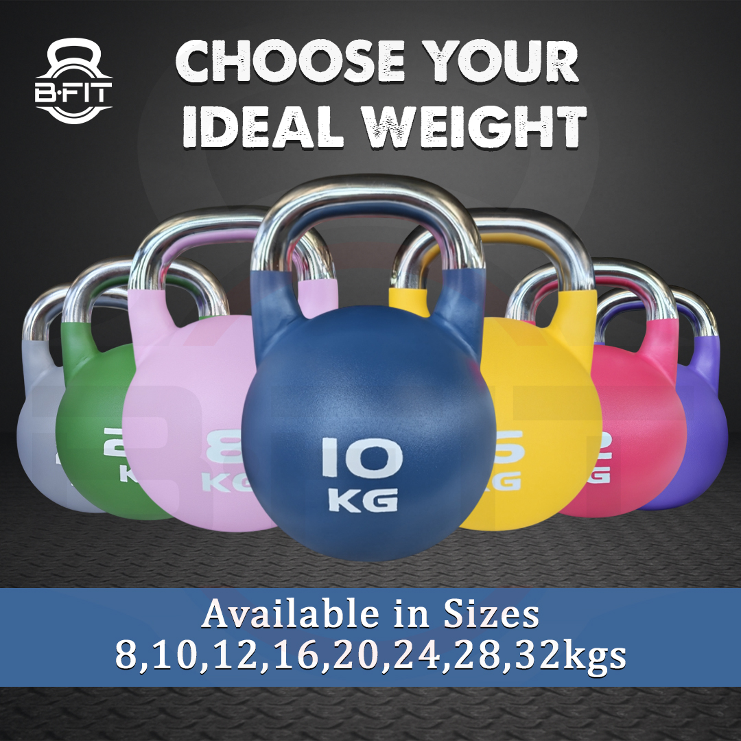 B Fit Matte Finish Competition Kettlebell 10 Kg Weight Workout Gym Equipment and Strength training sets for Women and Men for Home Gym - Suitable for Repetition Workouts