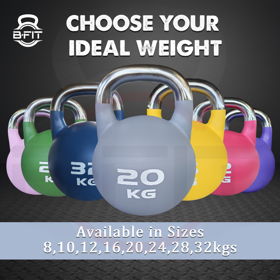 B Fit Matte Finish Competition Kettlebell 20 Kg Weight Workout Gym Equipment and Strength training sets for Women and Men for Home Gym - Suitable for Repetition Workouts