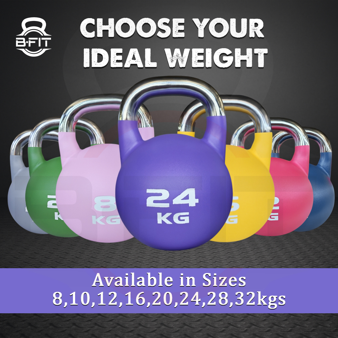 B Fit Matte Finish Competition Kettlebell 24 Kg Weight Workout Gym Equipment and Strength training sets for Women and Men for Home Gym - Suitable for Repetition Workouts