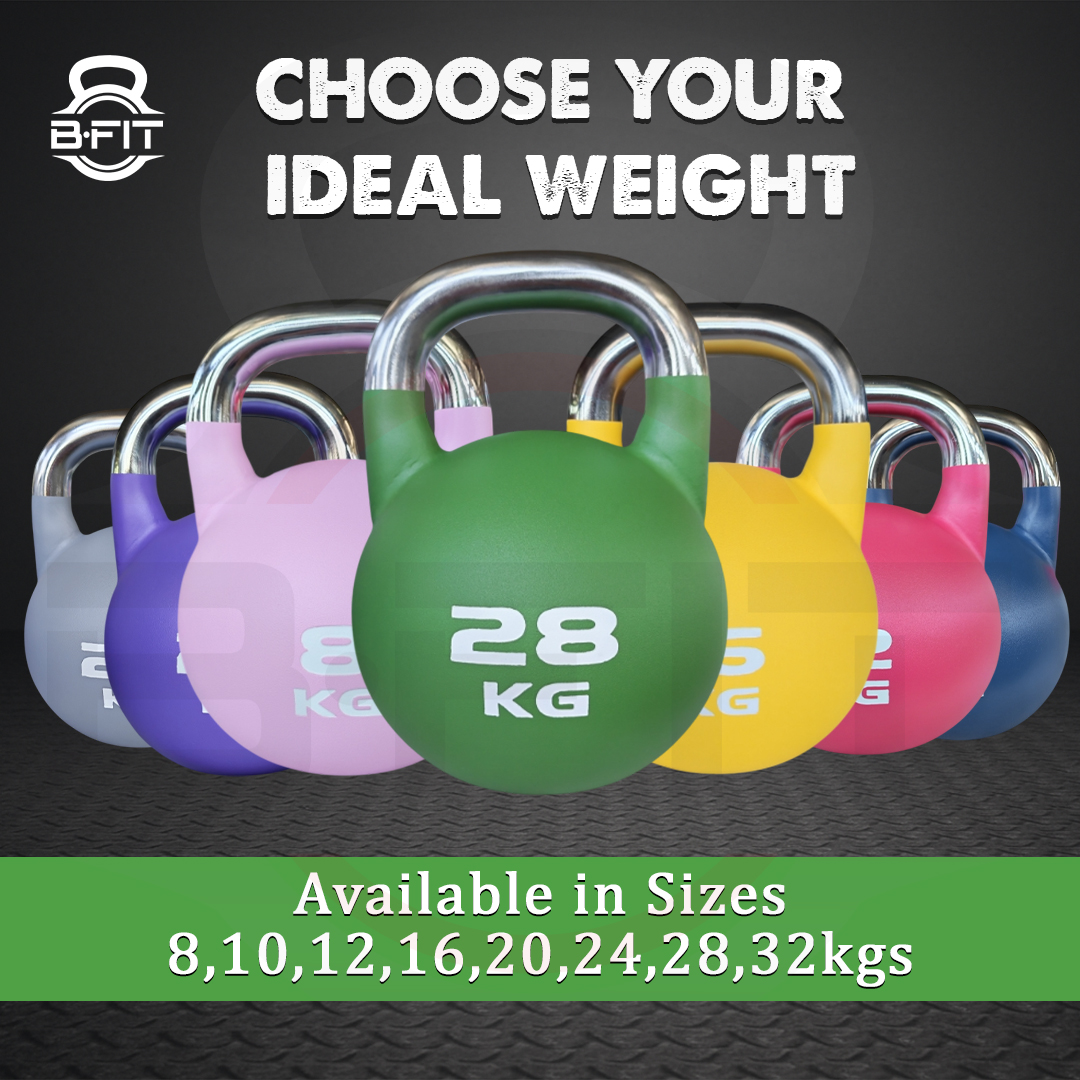 B Fit Matte Finish Competition Kettlebell 28 Kg Weight Workout Gym Equipment and Strength training sets for Women and Men for Home Gym - Suitable for Repetition Workouts