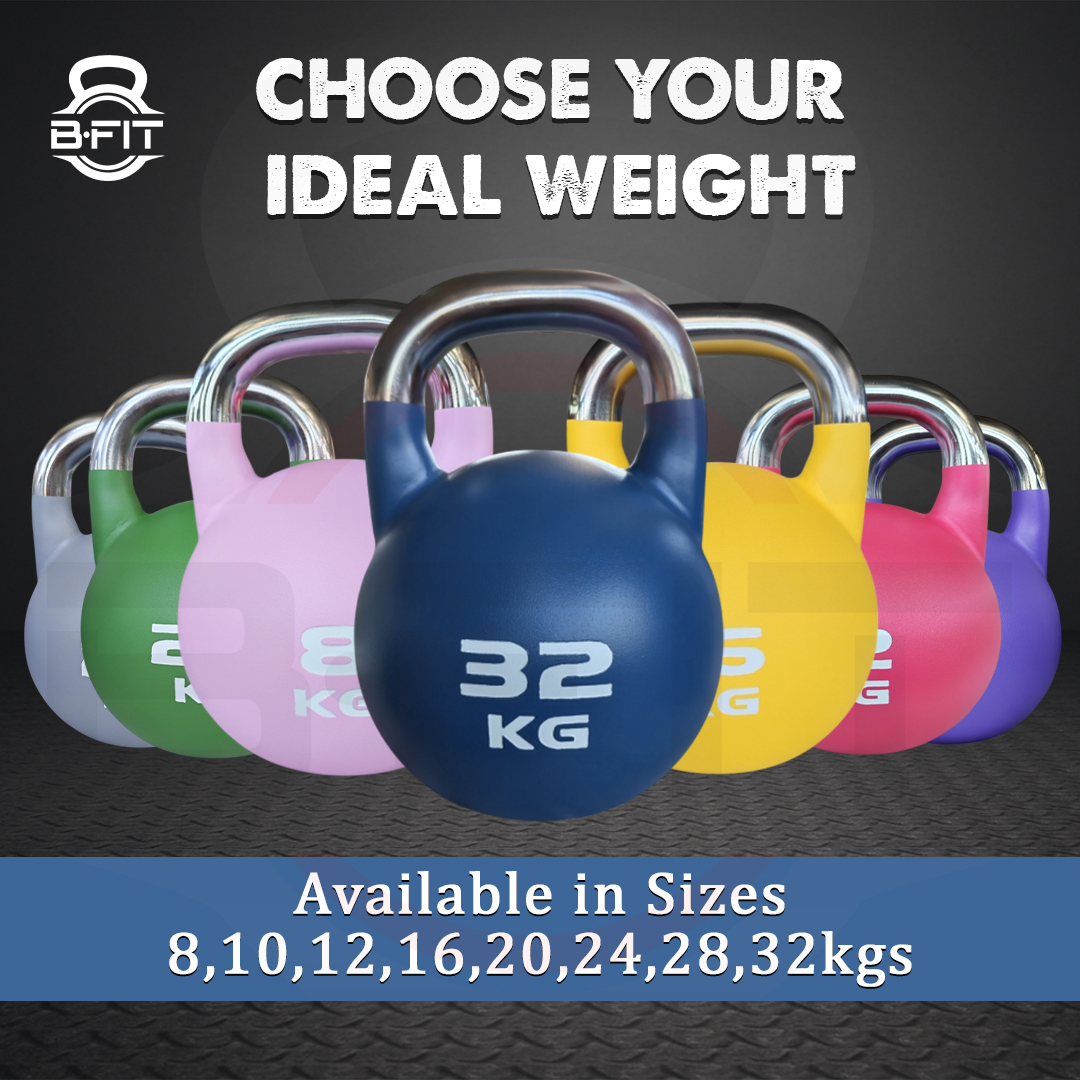 B Fit Matte Finish Competition Kettlebell 32 Kg Weight Workout Gym Equipment and Strength training sets for Women and Men for Home Gym - Suitable for Repetition Workouts
