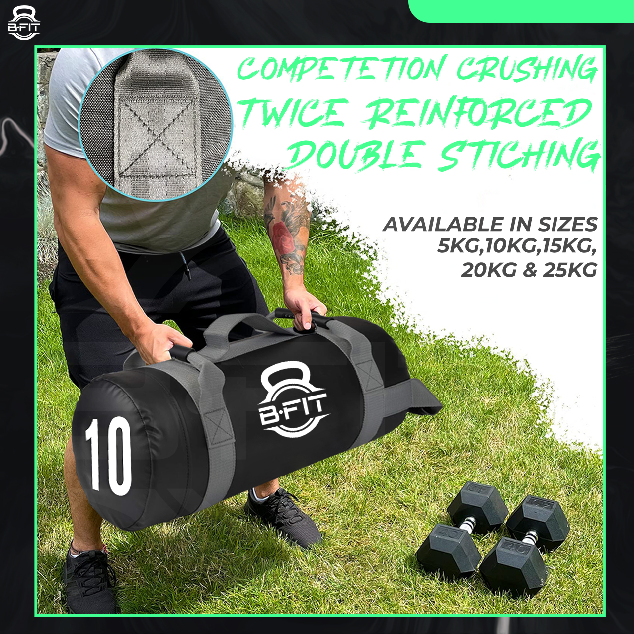 B Fit Ultimate Heavy Duty Workout Sandbag 10 Kgs for Training Exercise Cross Fit Workouts with an Extreme Sandbag Workout Sandbag Training Builds Strength and Muscle for Fast Results