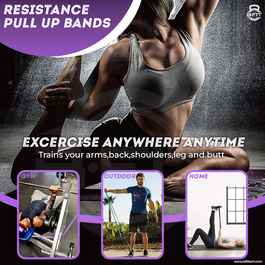 B FIT Super Heavy Pull Up Assist Bands - Heavy Duty Resistance Band Mobility Powerlifting Exercise Bands Stretching Resistance Training Purple 35-85 lbs