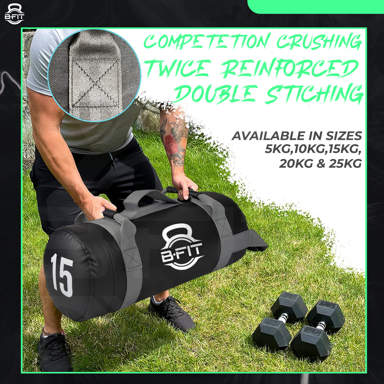 B Fit Ultimate Heavy Duty Workout Sandbag 15 Kgs for Training Exercise Cross Fit Workouts with an Extreme Sandbag Workout Sandbag Training Builds Strength and Muscle for Fast Results