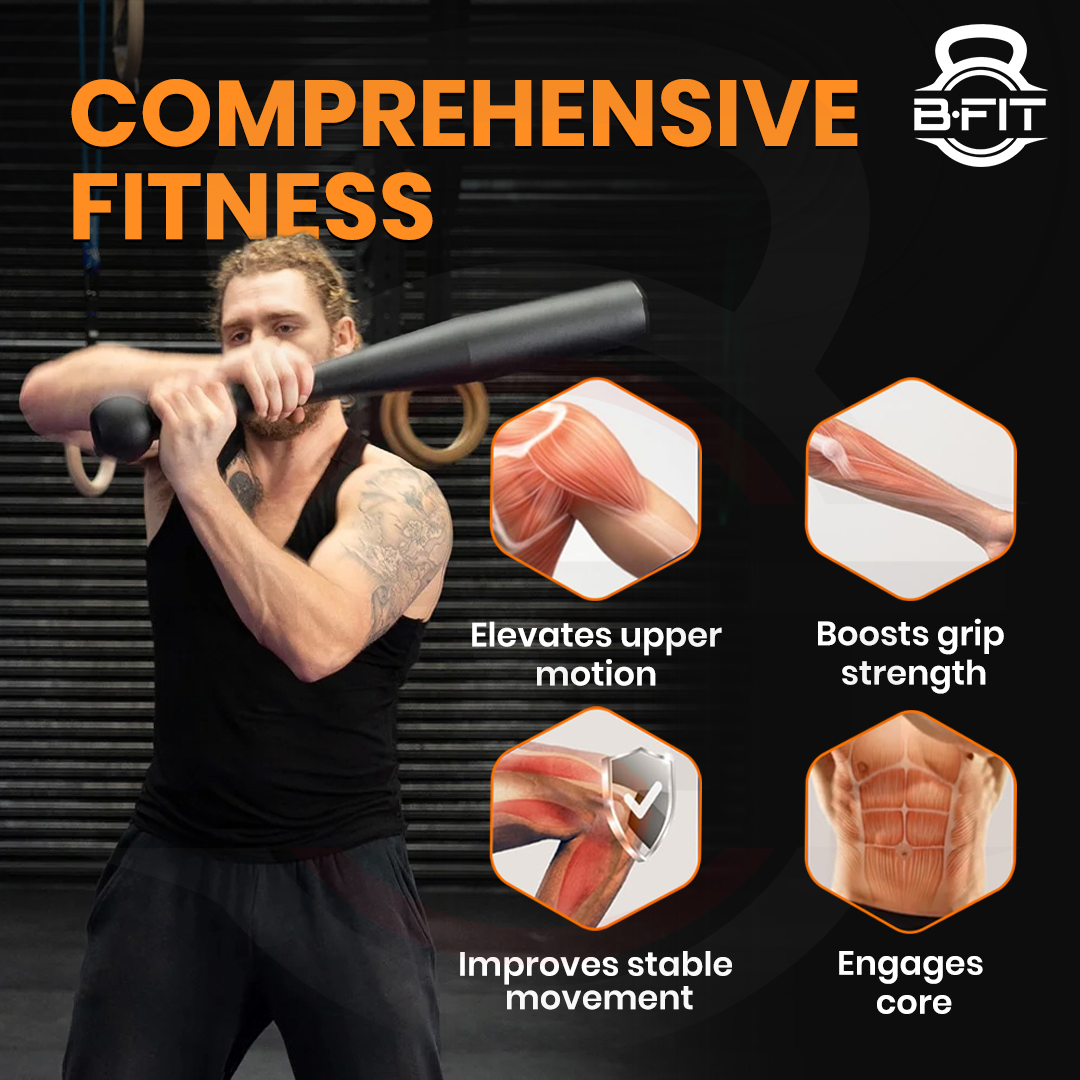 B Fit Club Bell Steel Bar 20 Kg Strength Training Rehabilitation Stretching Conditioning and Rotational Training