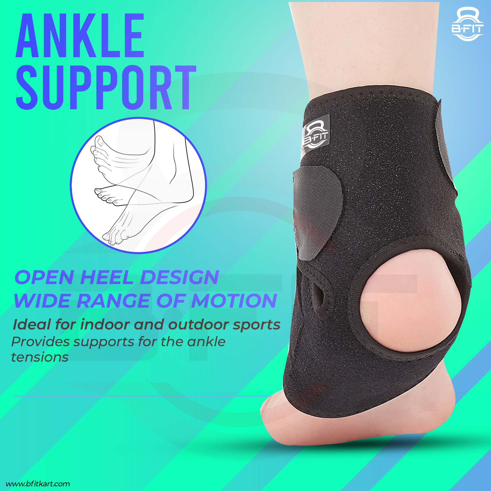 B Fit Ankle Braces for Men Women Adjustable Compression Ankle Wrap Support for Ankle Protection Breathable Comfortable for Sprains Sports Injuries and Recovery