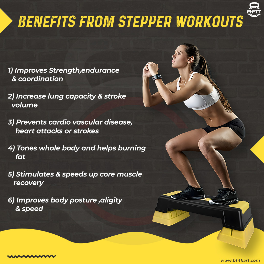 B Fit Big Size Aerobic Step - 2 Levels Height Adjustable 68 inch Color Yellow and Black Non Slip Rubber Surface 200 kg Max - Fitness Stepper Board