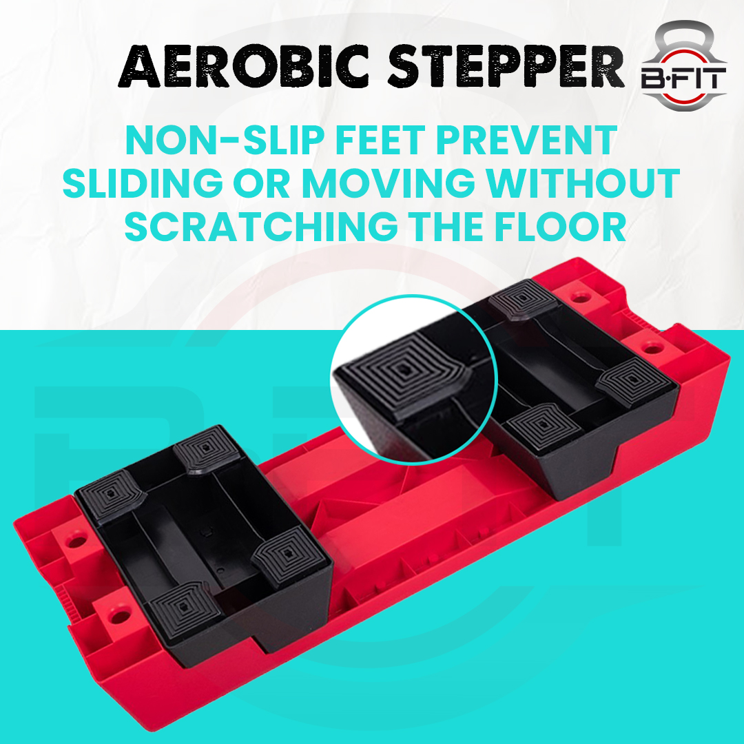 B Fit Multipurpose Commercial Aerobic Strength Training Workout Stepper for Cardio Workout with 3 Height Level Adjustments Anti- Skid Rubber pad on Legs  Anti Slip - Resistant Platform