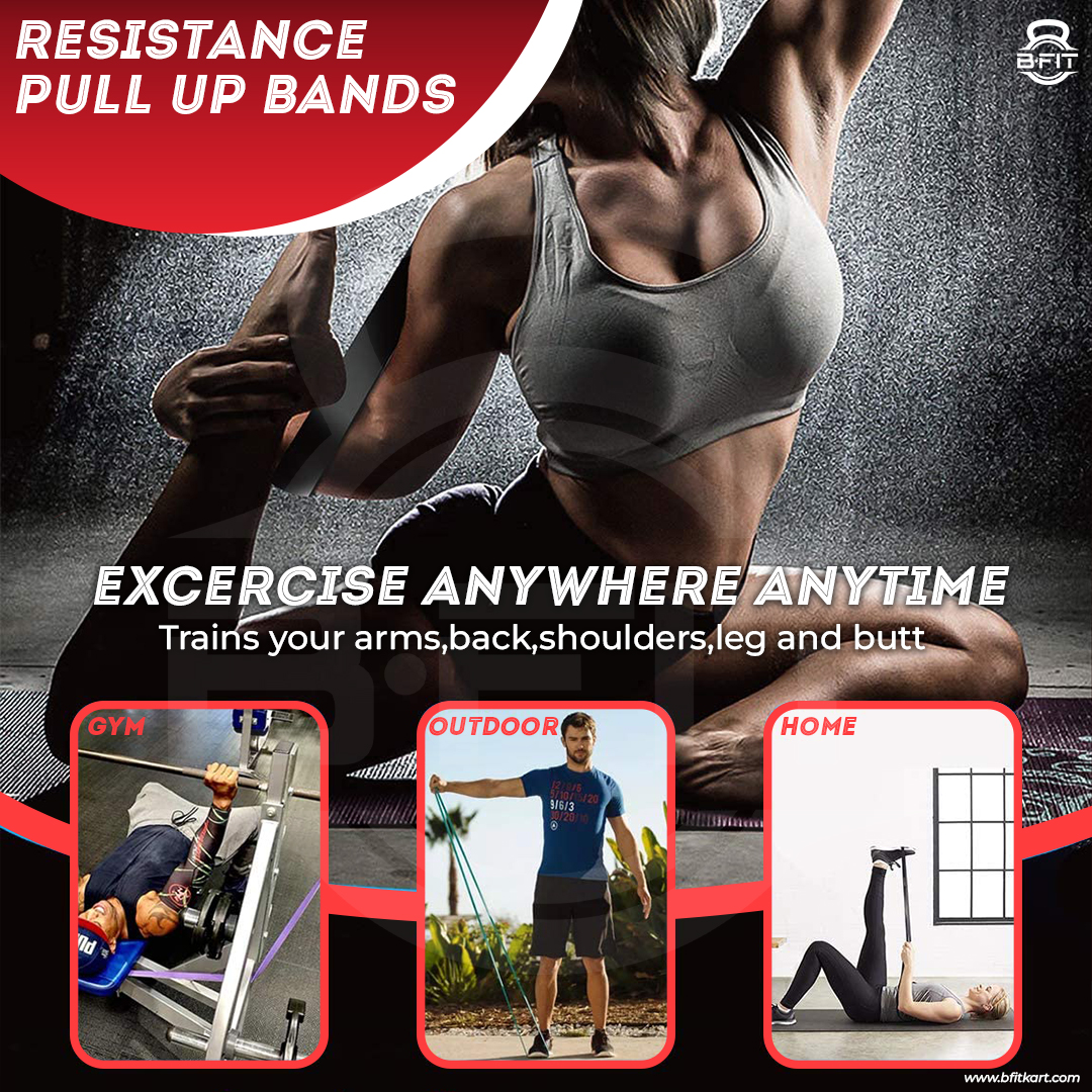 B FIT Super Heavy Pull Up Assist Bands - Heavy Duty Resistance Band Mobility Powerlifting Exercise Bands Stretching Resistance Training Red 15-35 lbs