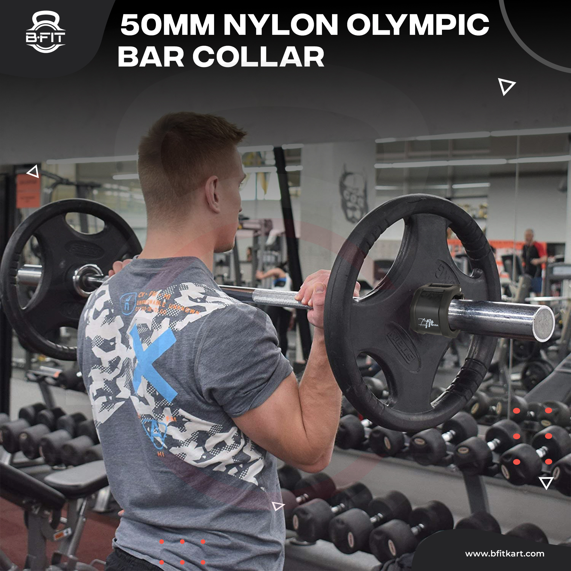 B Fit Pro-style 2 50 MM Olympic Barbell Collar - Quick Release Barbell Clamp Pair Color Black