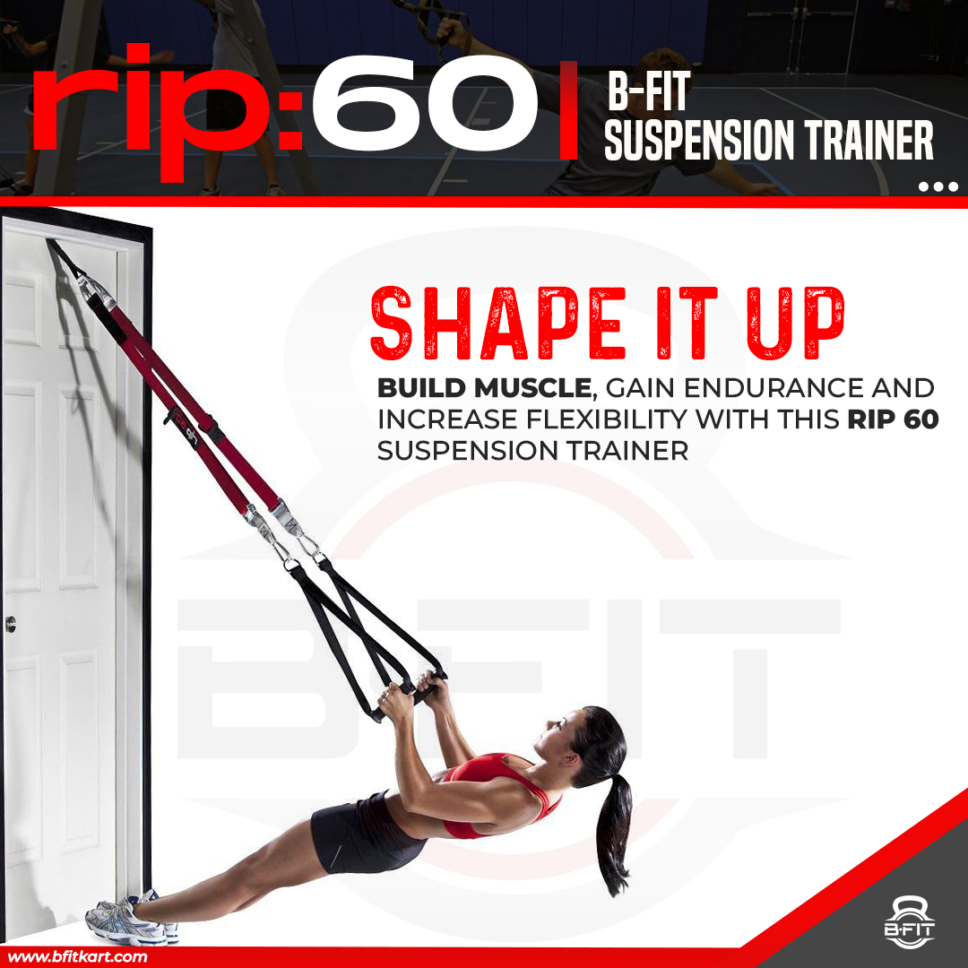 B Fit RIP60 Body-Weight Fitness Resistance Straps Trainer Travel and Working Out Indoors Outdoors with DVDs Set
