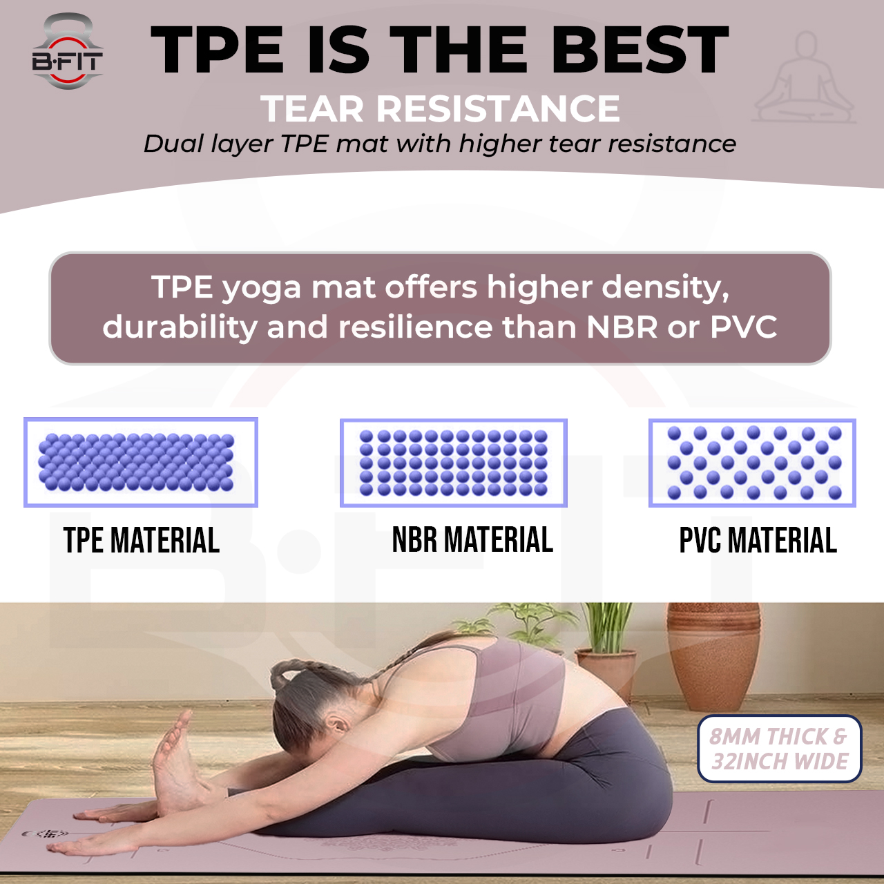 B Fit Extra Wide 31x72 Inch 8 MM Thick Premium TPE Yoga Mat with Alignment Printed Green-Black Color - Classic Pro Yoga Mat Eco Friendly Non Slip Fitness Exercise Mat with Smart Carry Bag-Workout Mat for Yoga Pilates and Floor Exercises