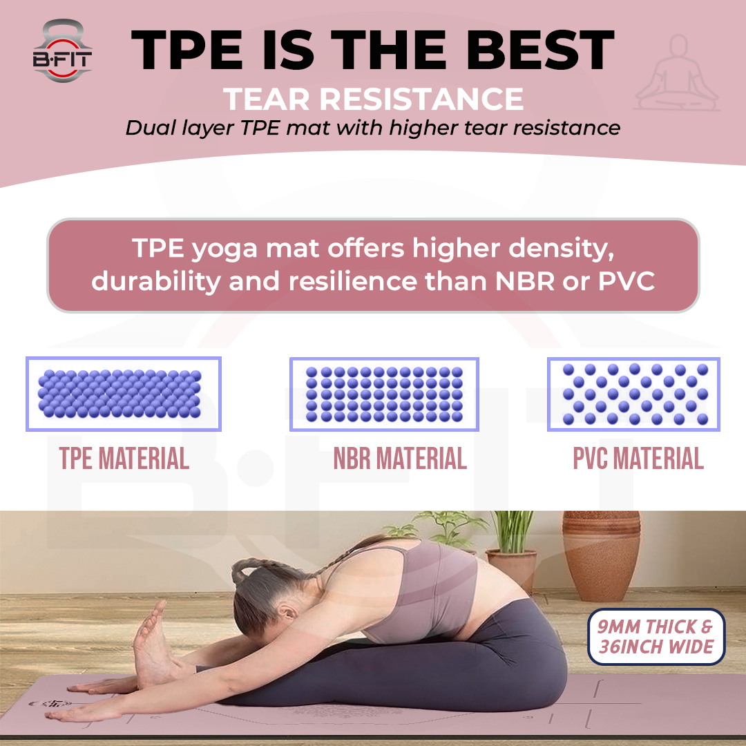 B Fit Extra Wide 36x72 Inch 9 MM Thick Premium TPE Yoga Mat with Alignment Printed Green-Black Color - Classic Pro Yoga Mat Eco Friendly Non Slip Fitness Exercise Mat with Smart Carry Bag-Workout Mat for Yoga Pilates and Floor Exercises