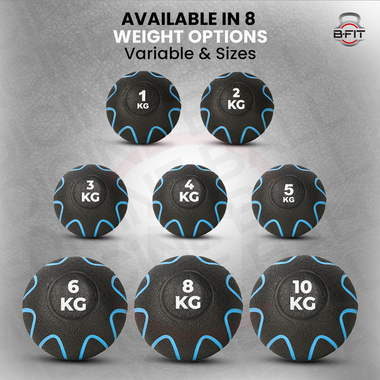 B fit Virgin Rubber Medicine Ball 5 Kg with Dual Texture Grip Weighted Medicine Ball for Workouts Exercise Balance Training Core Strength Balance and Coordination Exercise Non-Slip Rubber Shell