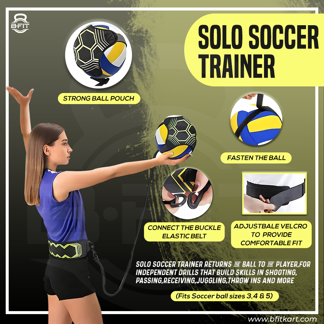 B Fit Soccer Football Training Belt Football Kick Trainer Soccer Training Aids Hands-Free Adjustable Solo Soccer Trainer