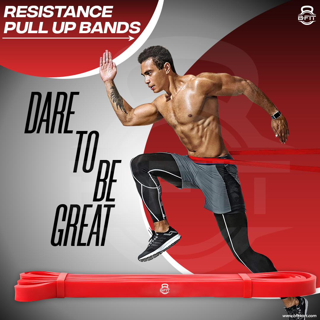 B FIT Super Heavy Pull Up Assist Bands - Heavy Duty Resistance Band Mobility Powerlifting Exercise Bands Stretching Resistance Training Red 15-35 lbs