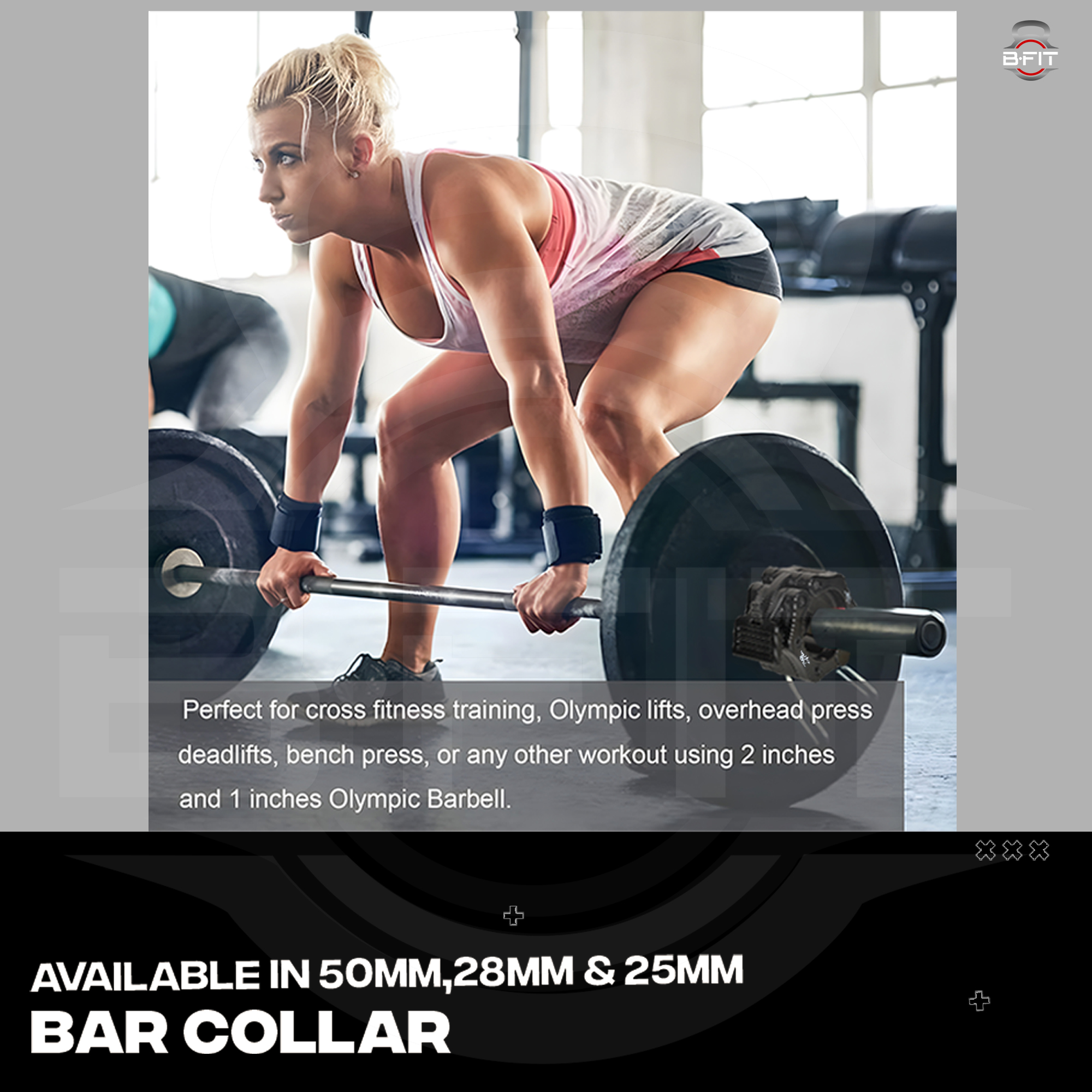 B Fit Heavy Duty Exercise Collars 1 25mm Quick Release Pair of Locking Standard Weight Bar Plate Locks Collar Clips for Workout Weightlifting Fitness Training