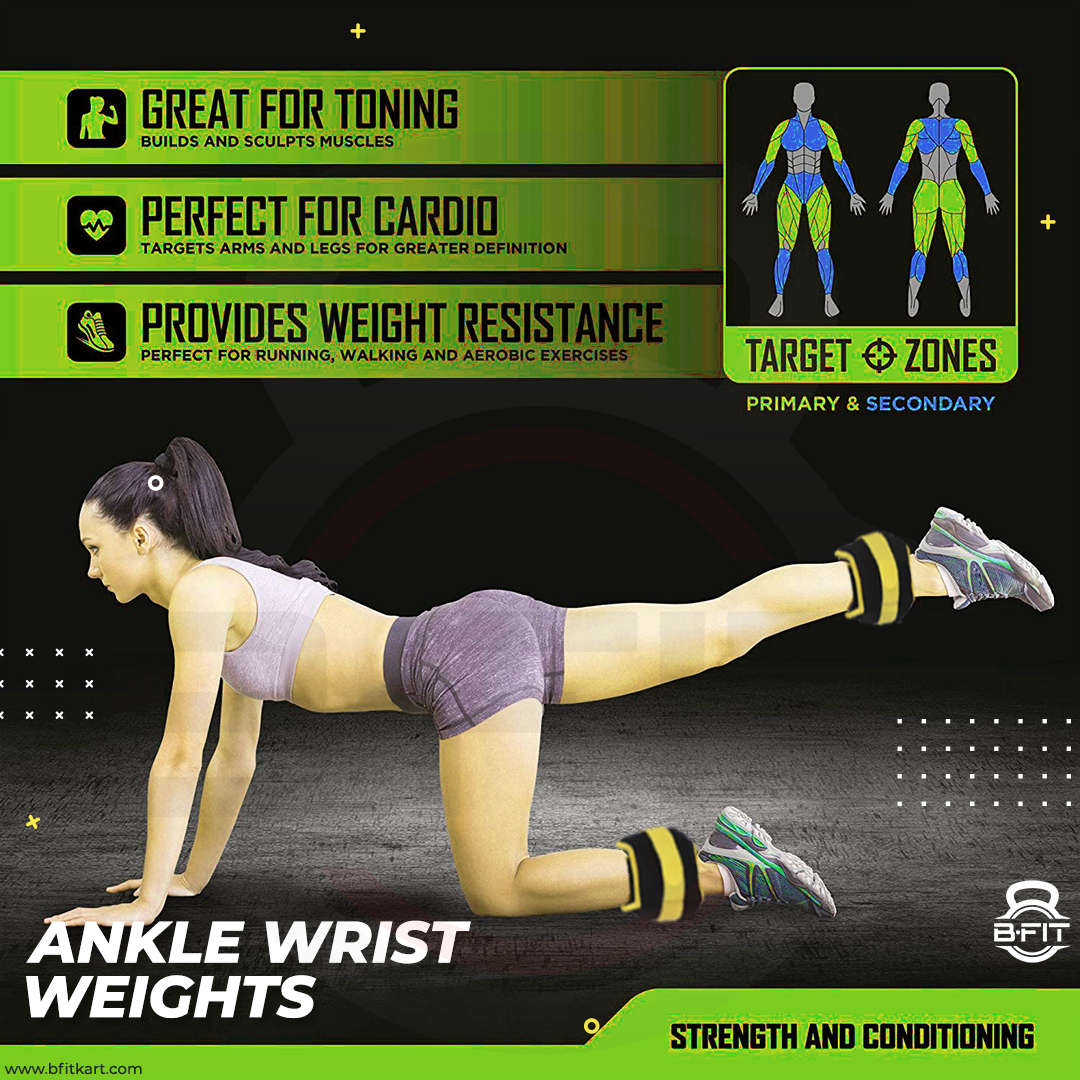 Ankle Wrist Weights 1 Pair 05 -15 Kg Each with Fully Adjustable Strap for Arm Hand Leg - Best for Walking Jogging Gymnastics Aerobics