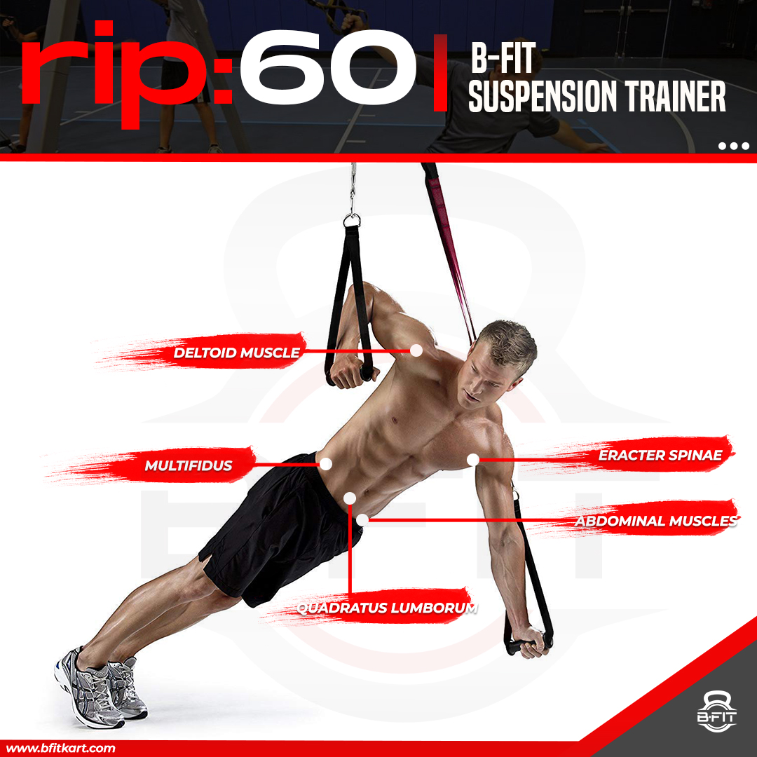 B Fit RIP60 Body-Weight Fitness Resistance Straps Trainer Travel and Working Out Indoors Outdoors with DVDs Set