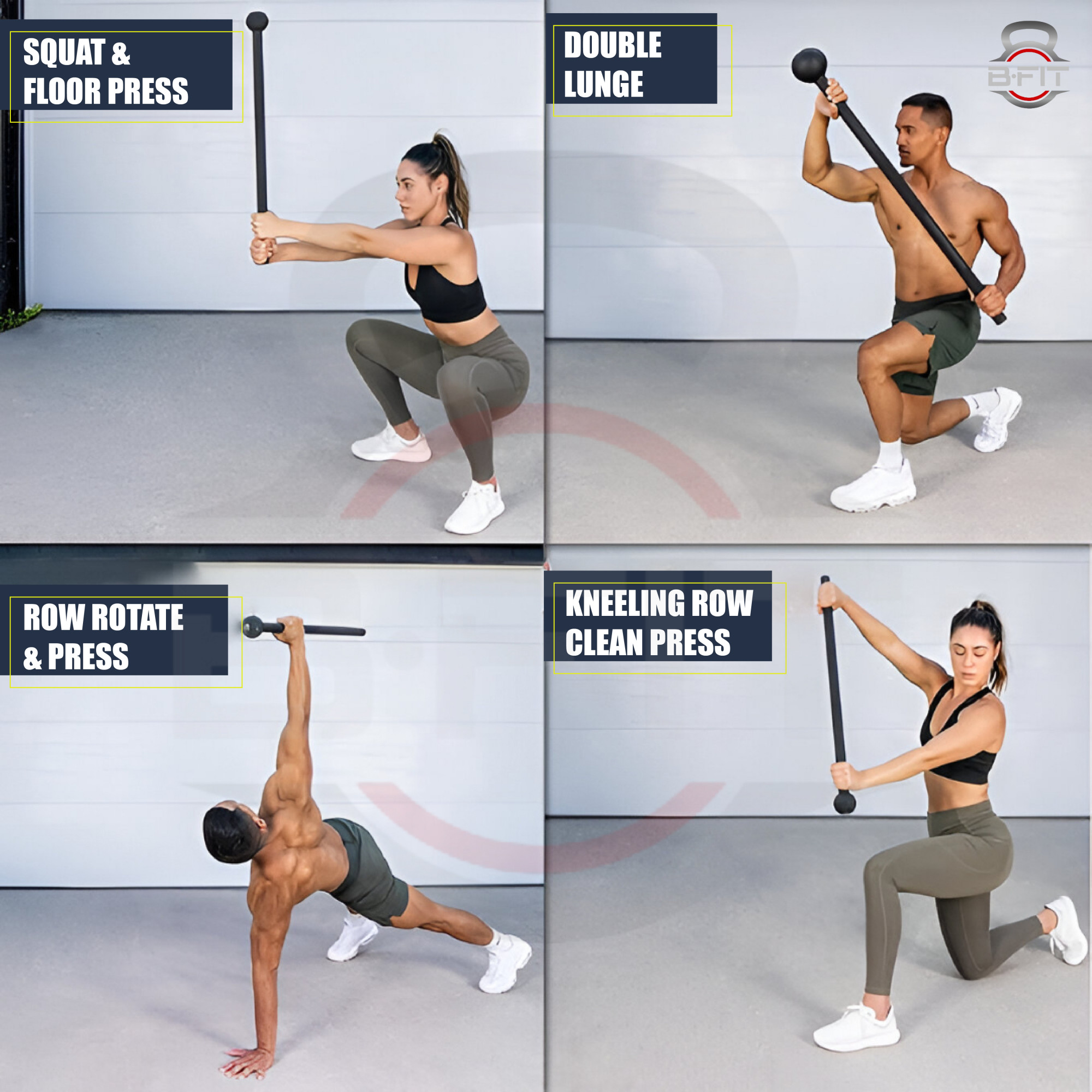 B Fit Steel 4 Kg Mac Bell for Strength Training Support Full Body Muscles Shoulder Grips  Forearms Workouts Stretching