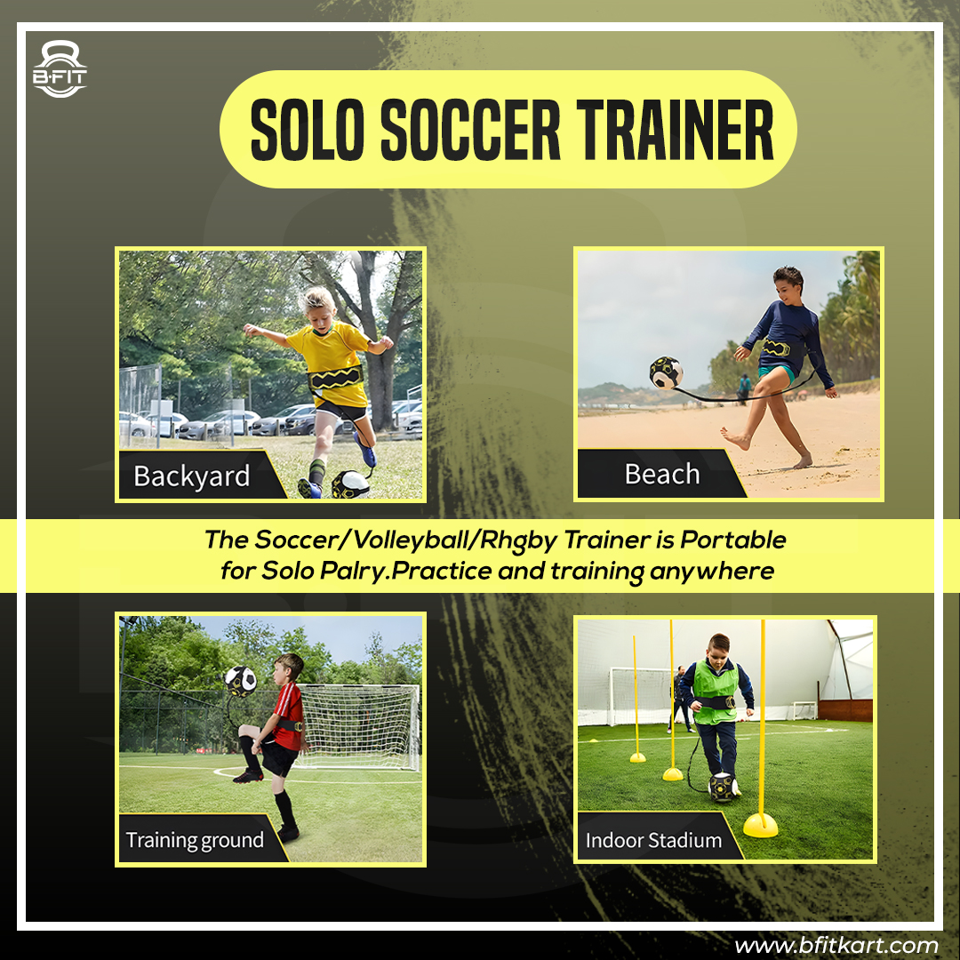 B Fit Soccer Football Training Belt Football Kick Trainer Soccer Training Aids Hands-Free Adjustable Solo Soccer Trainer