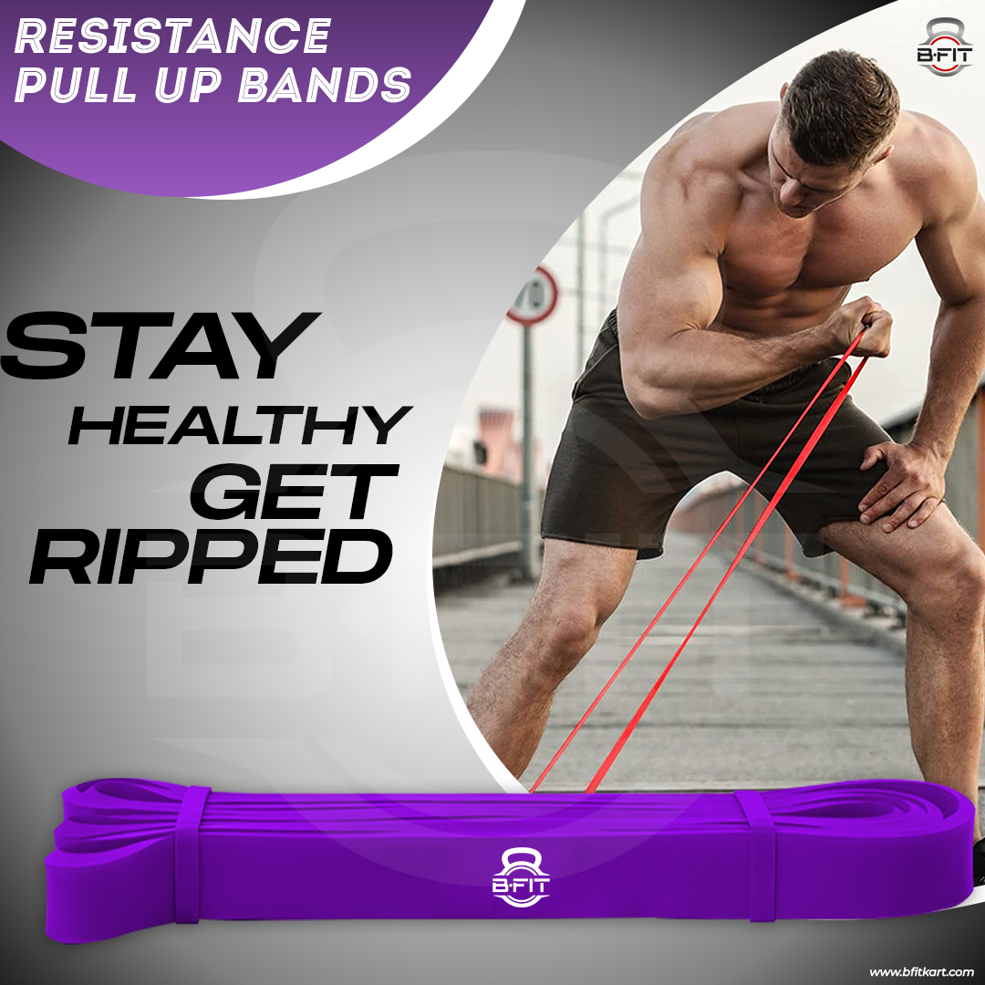 B FIT Super Heavy Pull Up Assist Bands - Heavy Duty Resistance Band Mobility Powerlifting Exercise Bands Stretching Resistance Training Purple 35-85 lbs