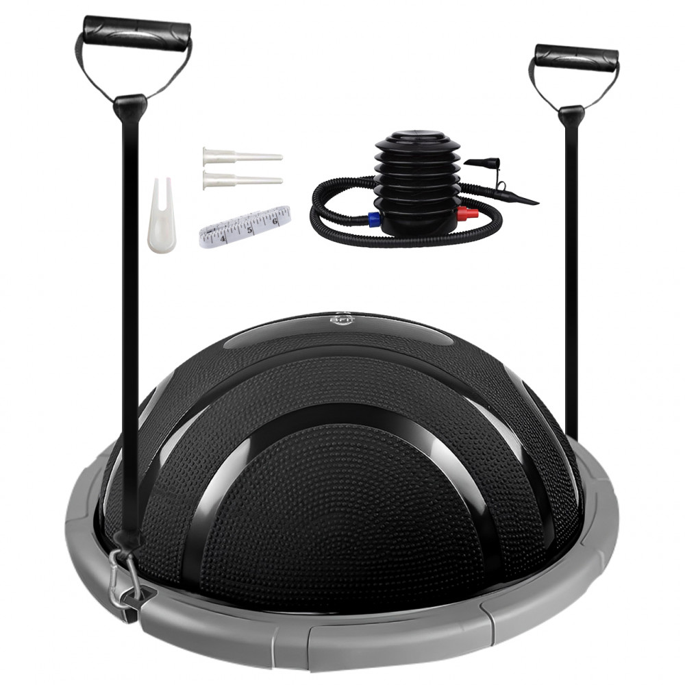 Image of B FIT Balance Trainer Stability Half Bosu Ball with Resistance Bands and Pump - Improve Core and Ab Strength With Full Body Home Gym Workouts Or Fitness Training