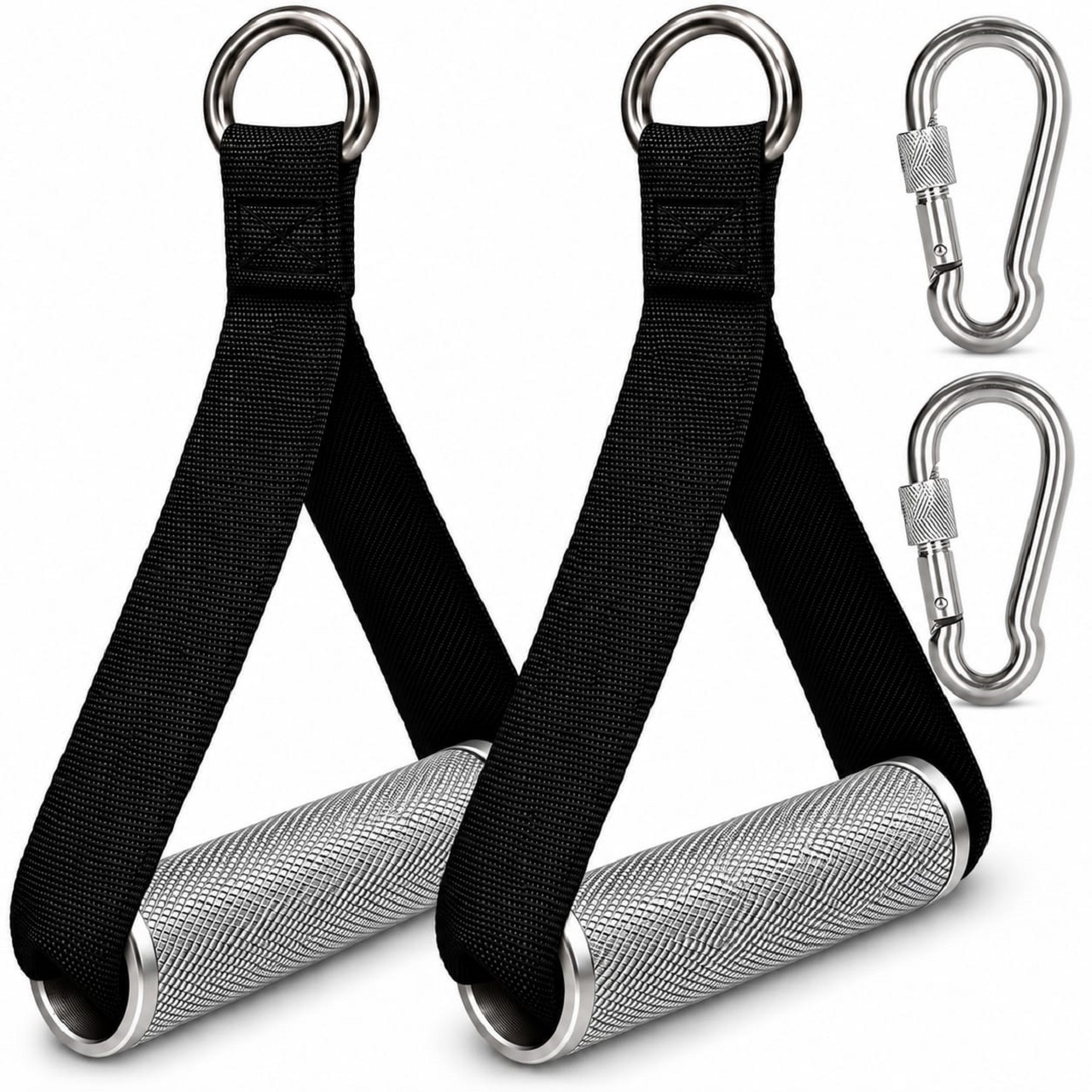 B Fit Heavy Duty Nylon Gym Handle with steel pipe and  snap hooks 8MM Pair