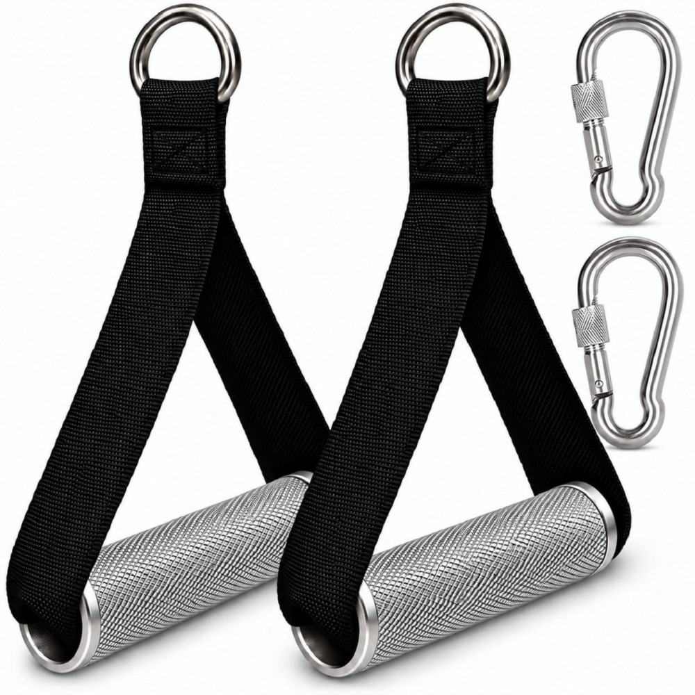 Image of B Fit Heavy Duty Nylon Gym Handle with steel pipe and  snap hooks 8MM Pair