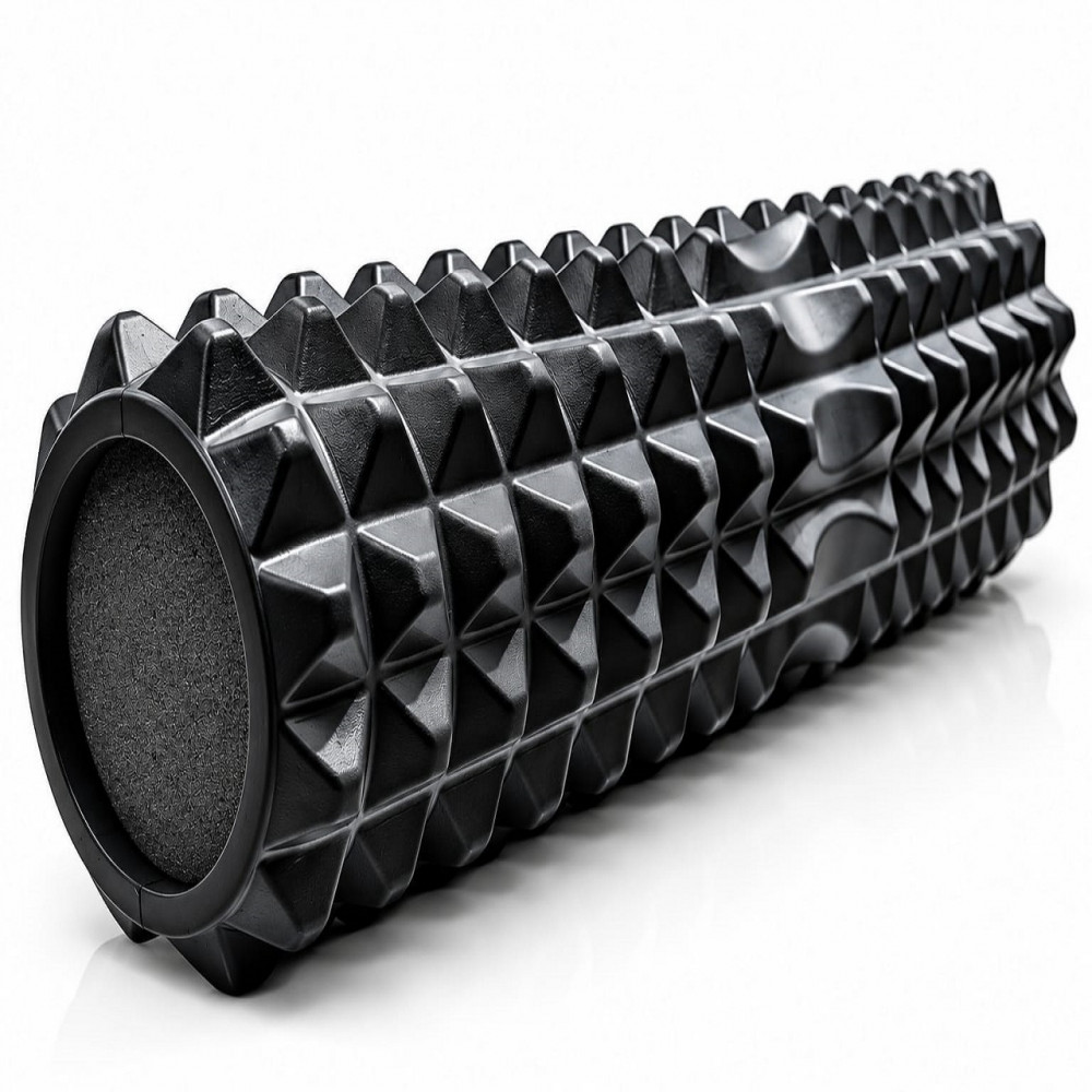 Image of B Fit Bumpy 18 Inch Foam Roller, Solid Core EVA Foam Roller with Grid/Bump Texture for Deep Tissue Massage and Self-Myofascial Release