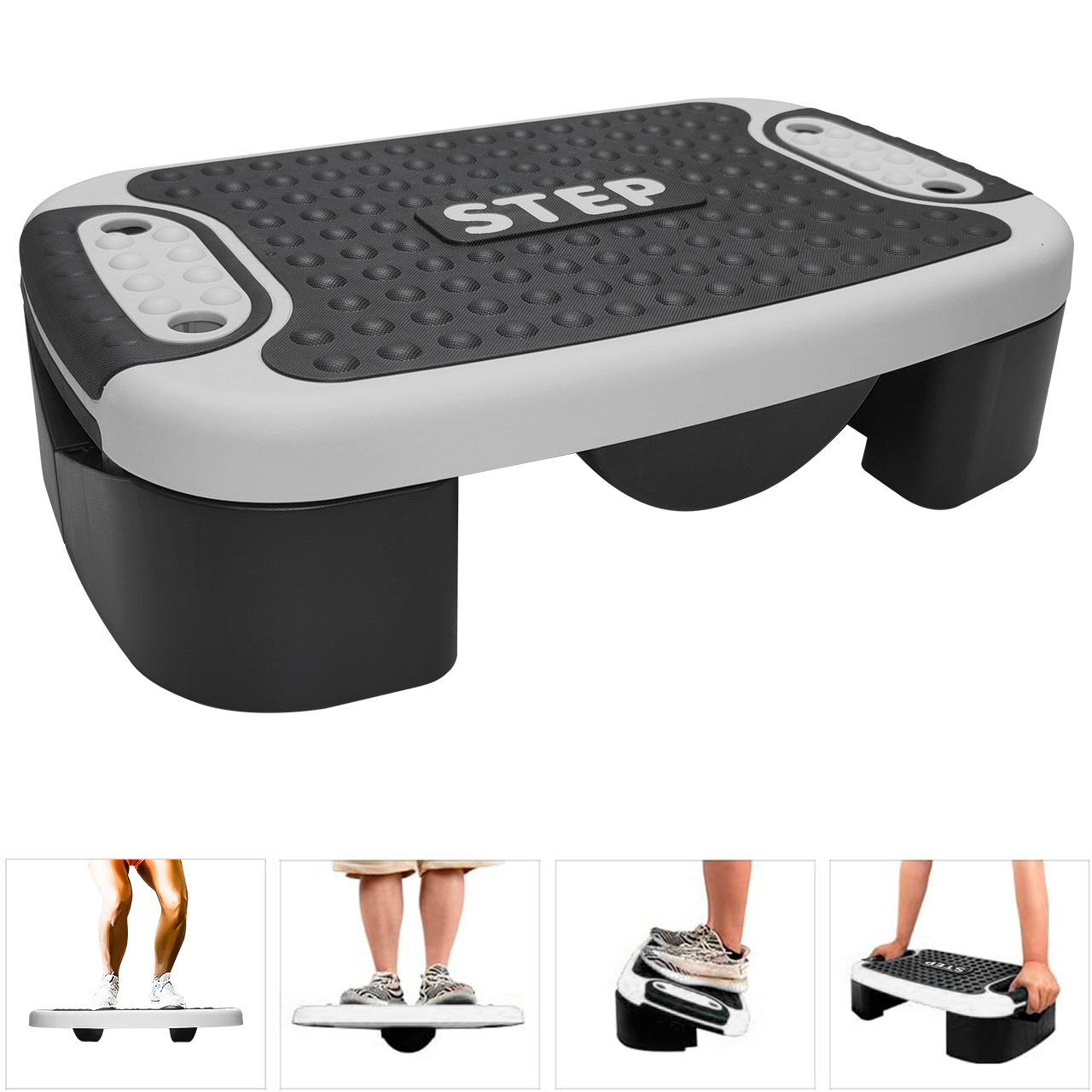 B Fit 4-In-1 Aerobic Step Platform - Adjustable Multifunctional Balance Board Steppers for Exercise Stepper Platform - Home Workout Step Up Exercise Step Platform For Balance Gym Class Non Slip