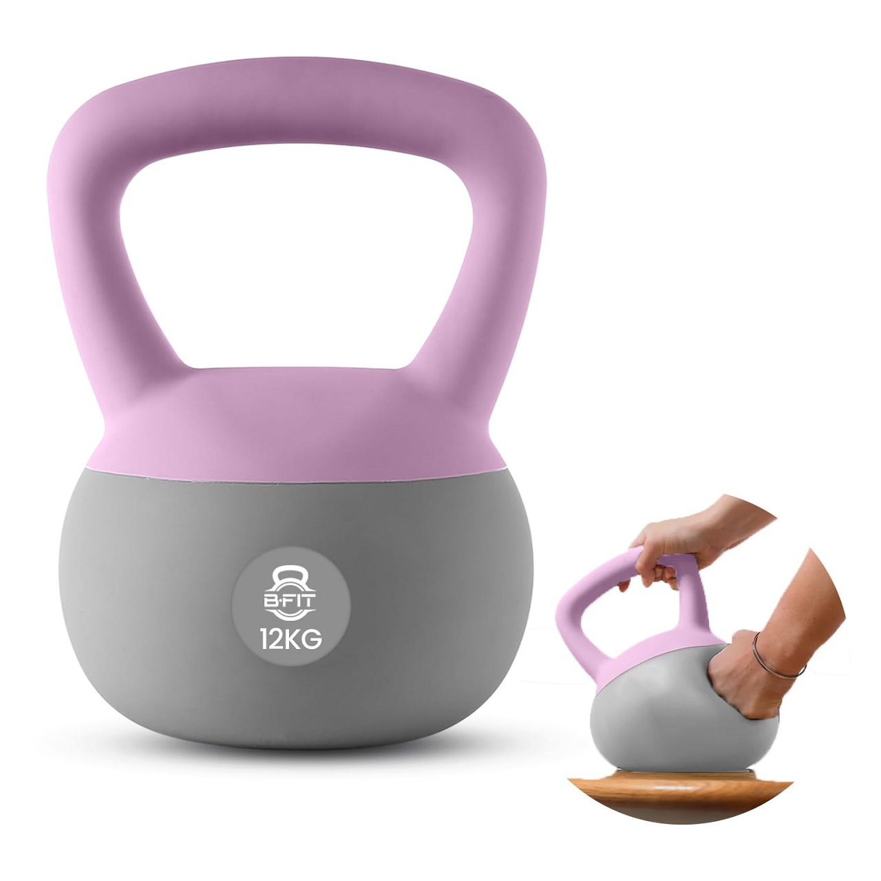 B Fit Soft Kettlebells 12 Kg with Cushioned Impact-Resistant Base and Anti-Slip