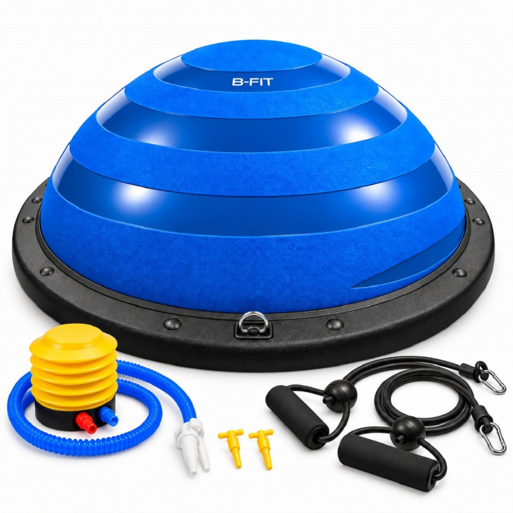 Image of B FIT Balance Trainer Stability Half Ball / Bosu Ball Blue Colour 60 Cm. with Pump and Tubes