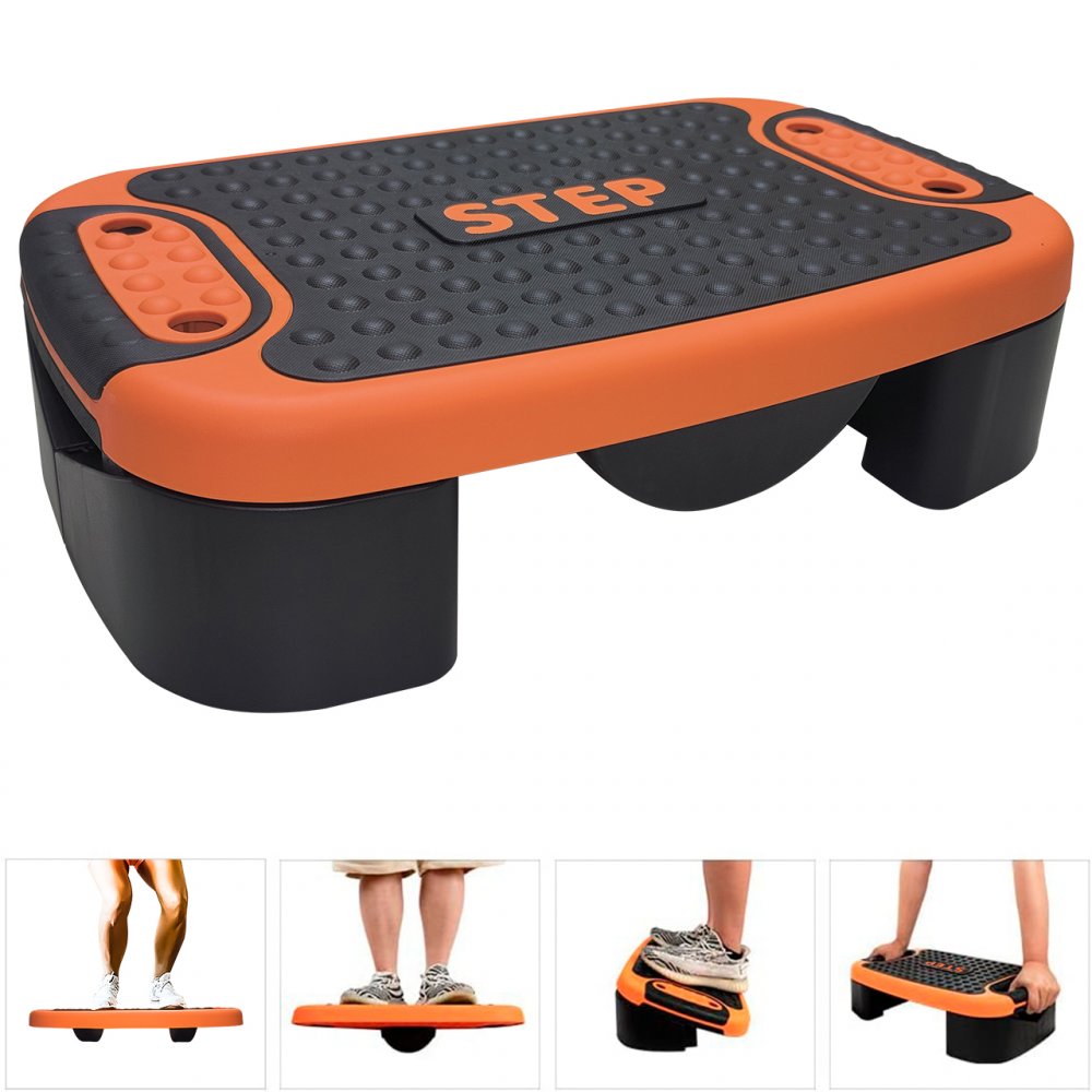 B Fit 2-in-1 Adjustable Aerobic Step Platform Fitness Exercise Stepper ...