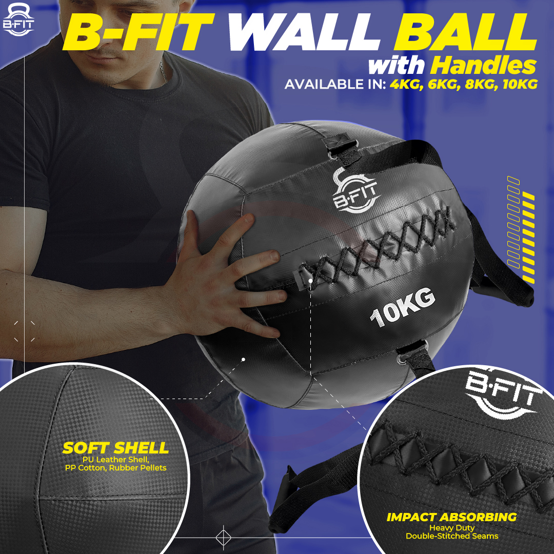 B Fit Premium Quality Wall Ball 10 Kg Kg with Handles