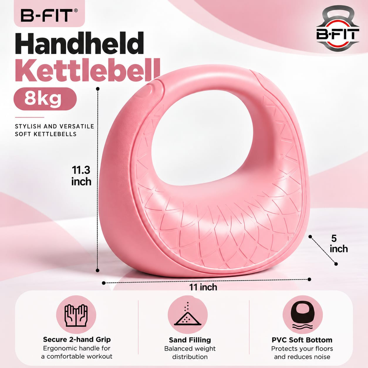 B Fit 8 Kg HandHeld Design Soft Kettlebell with Cushioned